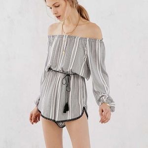 Ecote Black and White striped romper